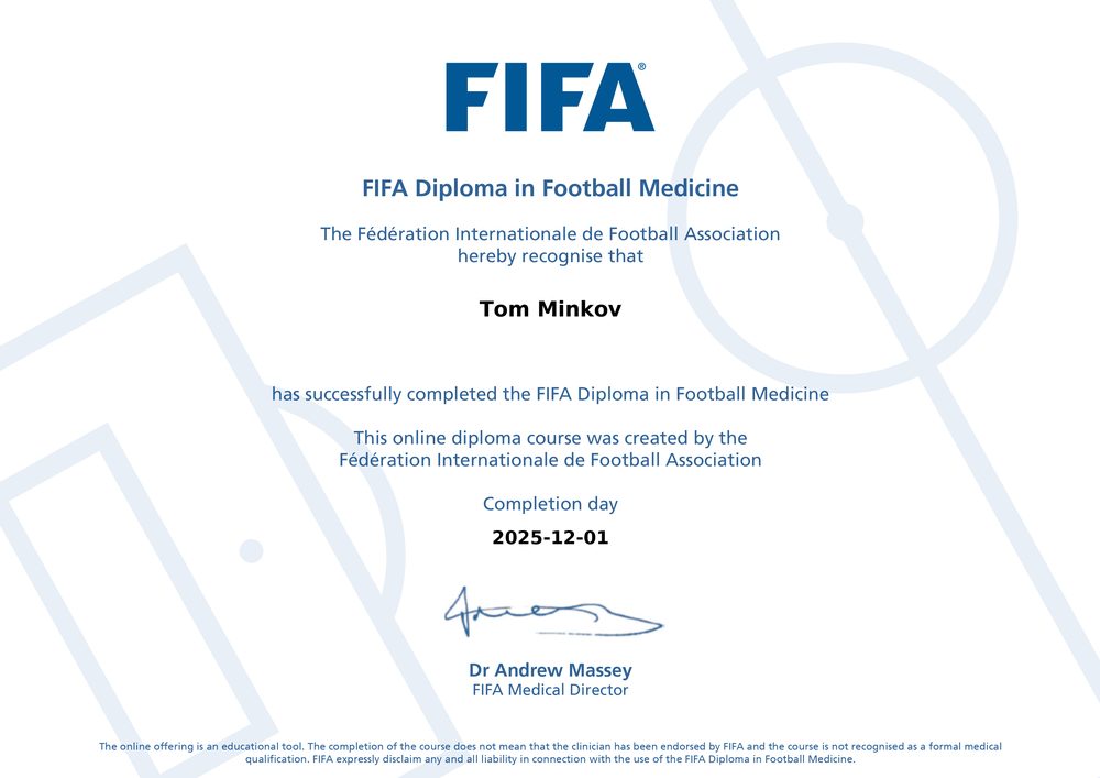 FIFA Diploma in Football Medicine - טום מינקוב